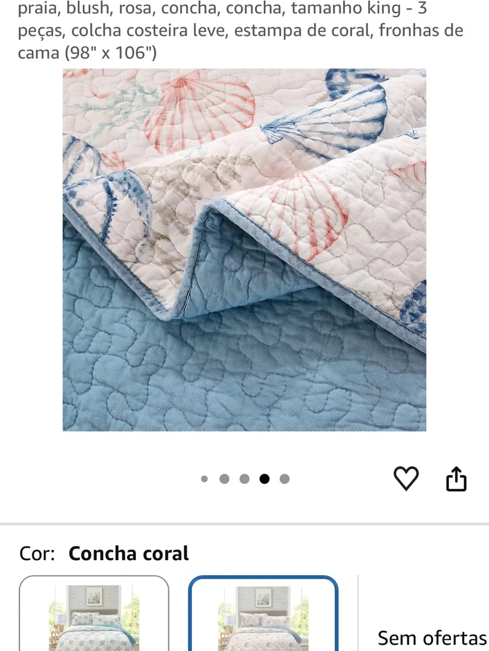 Coastal Shell Print Quilt Set in Blue and Pink - Abrand